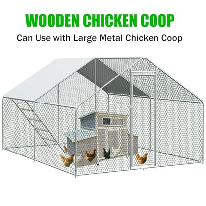 Chicken Coop, 58" Wooden Chicken Coop with 2 Sides Large Nesting Boxes for 4-6 Chickens, Poultry Hutch Rabbit Cage with No-Slip Ramp & Pull-Out Tray for Outdoor Farm Yard (Dark Grey) - color: Dark Grey