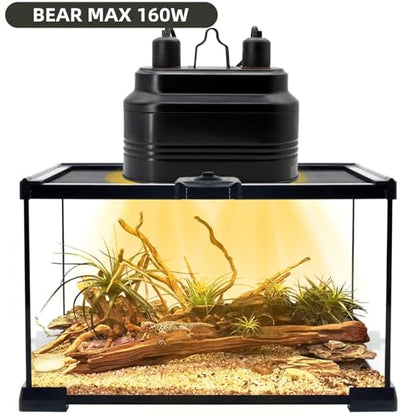 MECESOR Dual Reptile Lamp Fixture with Independent Switches, UVB & Basking Bulb Holder for Glass Terrarium Habitat - Reptile Light Fixture for Bearded Dragons,Turtles,Snakes & Lizards - style: Separate Switches