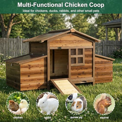 Chicken Coop, Large Wooden Chicken House with 2 Nesting Boxes, Outdoor Hen House Chicken Hutch, Poultry Pet Cage for Lawn Backyard