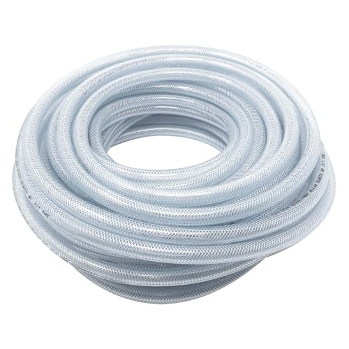 Gloxco Clear Braided PVC Tubing, Food Grade, Heavy Duty Reinforced Hose, 1/2" ID, 100 Ft Length - size: 1/2" x 100 Ft