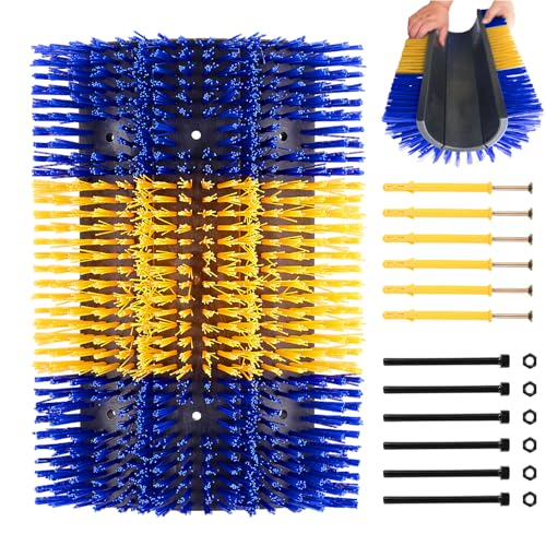 Extra Large Size Livestock Scratching Brush, Upgraded Horse/Goat/Cow/Cattle Scratcher Brush for Grooming, Itch Relief Horse Scratcher Brushes Kit with Two Sets of Mounting Screws(1-Pack,Yellow) - color: Yellow, size: 1-Pack