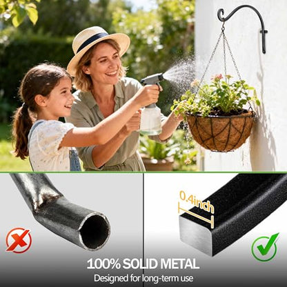 AJART Heavy-Duty Plant Hanger Outdoor - Can Hold 50 Lbs Plant Basket or Large Bird Feeder - 12 Inch Solid Iron Windproof, Rustproof Wall Hooks - with Triangular Stability - 2 Pieces - size: 12 Inch, style: Plant Bracket Hook