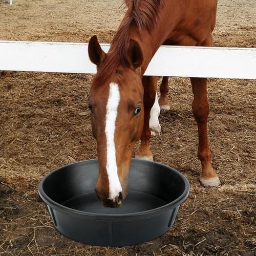 Horse Feed Bucket Rubber Feeder Pan Multipurpose Sturdy Stackable Chicken Dust Bath Tub Feeding Container for Zoo Outdoor