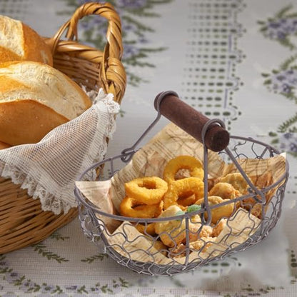 Farmhouse Wire Egg Basket for Gathering Fresh Eggs with Handle Vintage Style