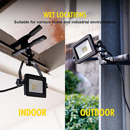 1200 Lumens Portable LED Clamp Work Light with 5ft 120V AC/60Hz Power Plug, Lightweight Design, Suitable for wet location, 10 Watts, 5000K Daylight, ETL Certified - color: Black