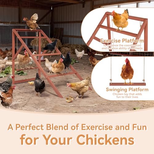 PETSFIT Wooden Chicken Roosting Bars for 8-10 Chickens – Multi-Level Design with 4 Roosting Bars &Swings, Durable Fir Wood for Outdoor Coops, Easy Assembly, Ideal for Backyard Farms - size: 51"L x 26.6"W x 38"H