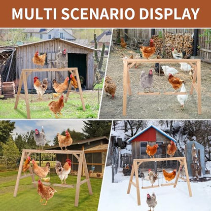 Pine Wood Chicken Roosting Bars with 2 Swings for 6–8 Chickens | Natural Perching Comfort; Active Play Enrichment; Weather-Resistant Construction; Coop-Friendly Design