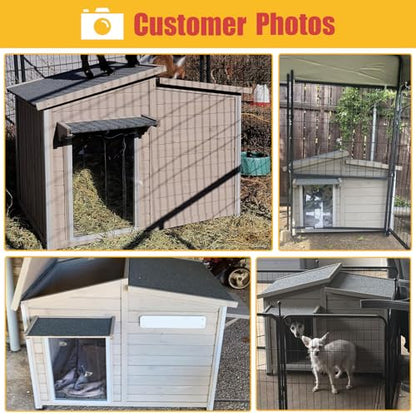 Ketive 43" L Outdoor Extra Large Dog House with Removable Floor, Raised Feet, Anti-Chewing Iron Frame – Wooden Kennel with Asphalt Roof, Window for Indoor/Outdoor Use, Ideal for Medium to Large Dogs - style: 43.5" L x 29.5" W x 33.5" H