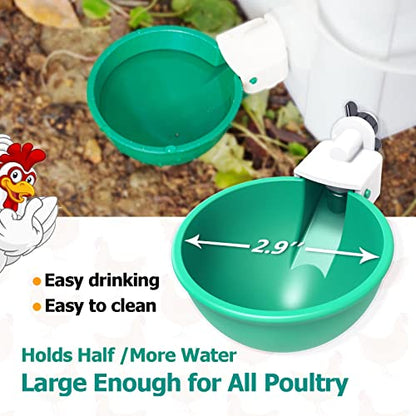 Large Automatic Chicken Waterer Cups, Chicken Water Feeder Suitable for Chicks, Duck, Goose, Turkey and Bunny, DIY Poultry Water Feeder Kit (8 Pack-Green) - color: Green, size: Pack of 8