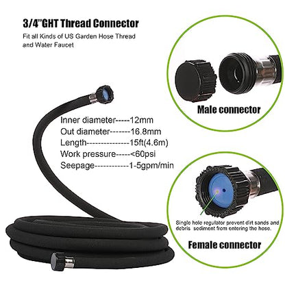 AMRITA Soaker Hose KIT,1/2inch 15ft 4Pack Rubber Garden Hose 70% Water Saving,Black Heavy Duty Soaker Hose For Garden Lawn,Garden Raised Beds.(1/2-15FTX4) - color: 1/2"×(15FT)×(4PCS)