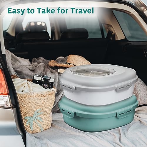 Komzon Rice Storage Bin Cereal Containers, 13-50lb Collapsible Rice Container Dispenser with Transparent Lid, Rolling Wheels, Measuring Cup and Scoop, Airtight Dog Cat Pet Food Storage Container Green - color: Green