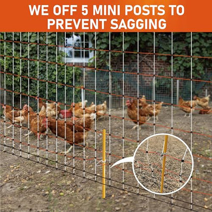 Poultry Electric Netting Fence - 41.3''H (can be Manually Raised to 53.1''H) x 98.5'L for Flying Chicken, Sheep, Goats in Farms, Ranches and Gardens, PK1 - style: (41.3 to 53.1)" x 98.5' - PK1