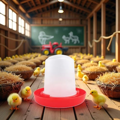 1Pc Baby Chick Feeder and Waterer 0.35Lbs/5.4Oz Chicken Poultry Feeding Equipment Kit Chick Waterer and Feeder No Drown Small No Waste Proof Poultry Feeders Bucket