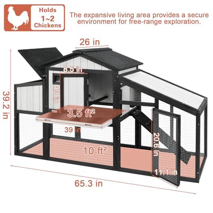 Ketive Large Chicken Coop and Run for 6-8 Chickens, 130.6" L Wooden Hen House, 2 Story Poultry Cage with Nesting Box, Pull-Out Tray, 4 Perches, Ramp, Indoor/Outdoor Pet Hutch Backyard Use, Black - size: 130.6"L x 26.0"W x 39.2"H