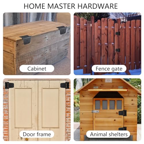 HOME MASTER HARDWARE Self-Closing Gate Kit Black - 3.5 in Spring Tee Hinges 2 Pack + Self-Adjusting Gate Latch 1 Pack