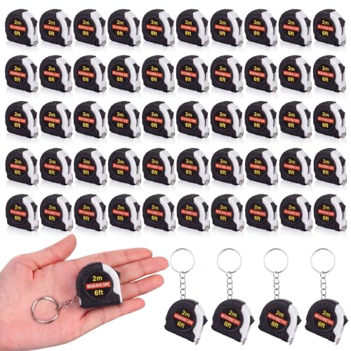 Kanayu 50 Pcs Mini Tape Measure Keychains 6 ft Small Retractable Measuring Tape Bulk with Lock Steel Easy Read Pocket for Birthday Party Favors Daily Use (White) - color: White, size: 6 ft