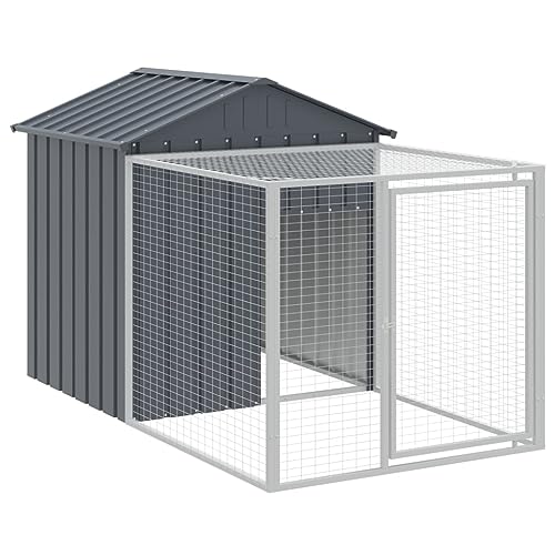 Chicken Cage Outdoor 159x46x48 in Anthracite Galvanized Heavy Duty Steel Coop Large Run for Backyard Poultry Hen House Garden Flock - size: 159.4 x 46.1 x 48.4 in (W x L x H)