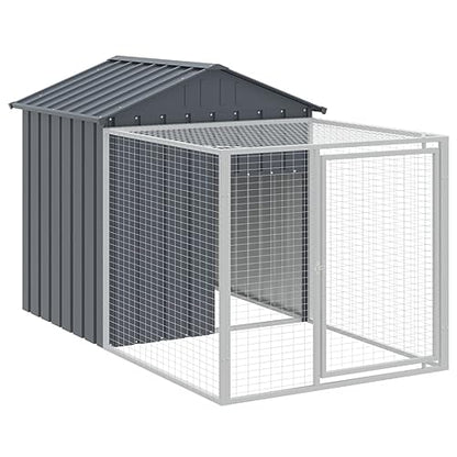 Chicken Cage Outdoor 159x46x48 in Anthracite Galvanized Heavy Duty Steel Coop Large Run for Backyard Poultry Hen House Garden Flock - size: 159.4 x 46.1 x 48.4 in (W x L x H)