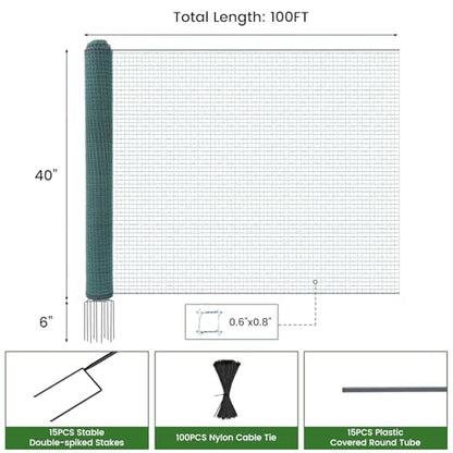 DoCred Non Electric Fence Netting, 40in x 100ft Movable Livestock Nets | Portable Chicken Mesh for Ducks, Goats, Sheep, Dog, Reusable Nylon Animal Barrier Fencing for Backyards, Farms Ranches - size: 40in x 100ft(Nylon)