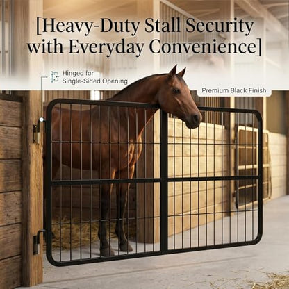 Secure Low Profile Horse Stall Gate, Livestock Gate with Hook Pin Mounting Hardware Kit, Stall Guards for Horses for Barn, Training and Quarantine