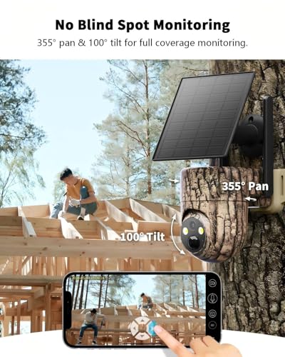 Oculview 4G LTE Cellular Trail Camera 360° Live Streaming Solar Deer Camera, SIM Card Included, Clear Night Vision, Remote Phone Control, Instant Alerts, Cloud Storage for Hunting/Outdoor Security - color: Camouflage