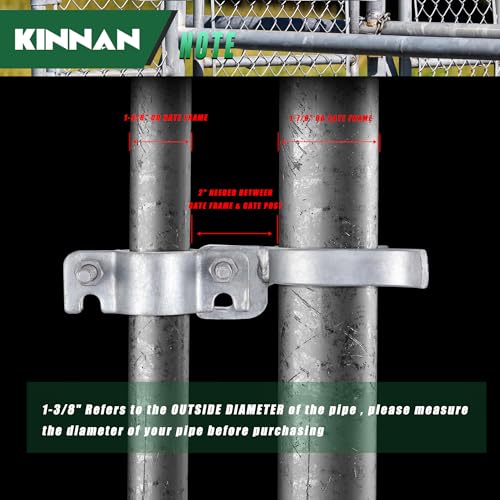 1-3/8" x 1-7/8" Chain Link Fence Fork Latch, KINNAN Gate Fork Latch with Padlock Hole, Galvanized Fence Latch Lock to Gate Post,Bolts & Nuts Included - size: 1-3/8" X 1-7/8"