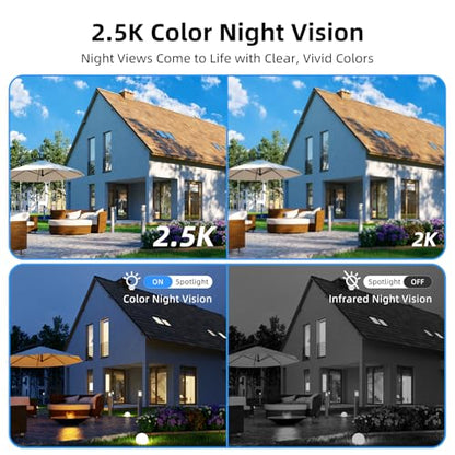 Techage 4G LTE Cellular Solar Security Camera Wireless Outdoor, 2.5K NO WiFi Security Camera with Color Night Vision, 360° PTZ Live View, PIR Motion Detection, Built-in SIM Card, 2 Way Talk - color: Grey-CQ1SG