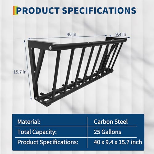 GarveeLife Wall Mount Hay Rack, 40 in Long Livestock Feeder with 25 gal Large Capacity, Heavy Duty Carbon Steel Hay Feeder for Sheep, Goats, Horses, Indoor Outdoor Uses, Easy Install & No Waste - size: 40 inch