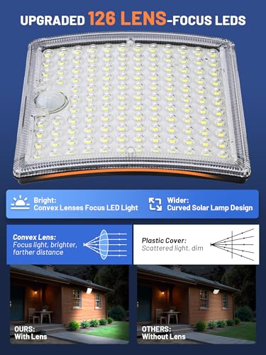 Solar Shed Light,Solor Outside Light with 23ft Cable,5 Motion Modes,Solar Flood Lights Outdoor Waterproof IP65,126 LED Lamparas Solares para Exteriores Grandes Sin Sensor de Movimiento Patio - size: 2 Pack-No Remote