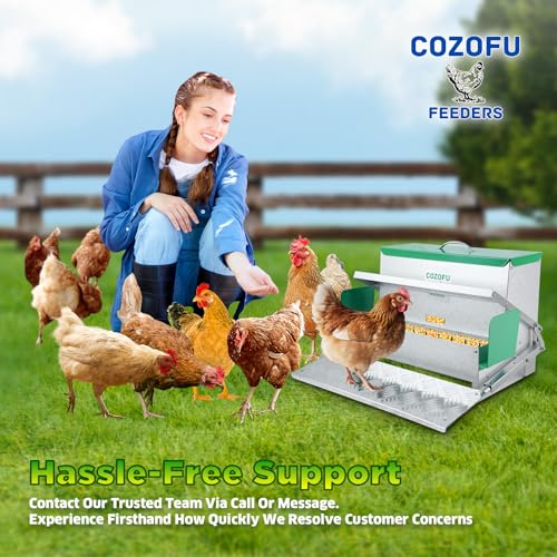 COZOFU's Feeders Automatic Chicken Feeder - Large Capacity for 12 Chickens, Lasts 12 Days (40lb Feed), Durable Galvanized Steel, Rat-Proof, No-Spill, Weatherproof Lid - color: Red, size: 40LB