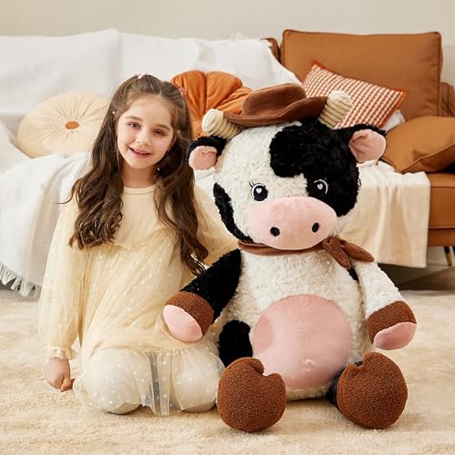 IKASA Giant Cow Stuffed Animal Plush Toy,30 Inches Large Big Jumbo Soft Toys, Huge Size Cute Fluffy Plushy Fat Oversized Plushie - style: Cow