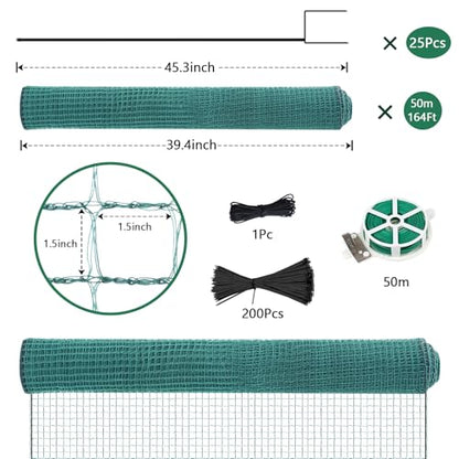 SUNYRISY Garden Mesh Fence Temporary Safety Fencing, 40in x 164ft Garden Fence Animal Barrier with Steel Stakes, Fencing Netting for Construction Backyard Chickens Dog Poultry Deer - size: 40in x 164ft