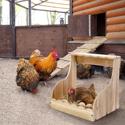 Tlence Single Compartment Hens Nesting Box, 14.5 x 13.75 x 13 Inch Wood Chicken Laying Eggs Boxes, Large Heavy Duty Chicken Coop Nest Box Accessories for Duck Birds Poultry, Easy Assembly