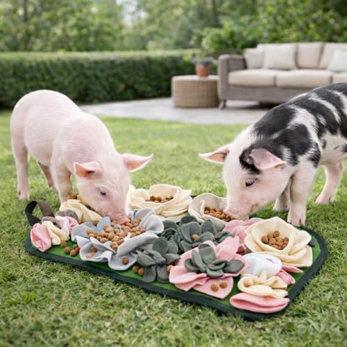 HIHITE Pig Enrichment Toys, Mini Pig Foraging Mat, Snuffle Pad Bed Interactive Treat Mat Toy for Pet Pig and Farm Use - color: Gray