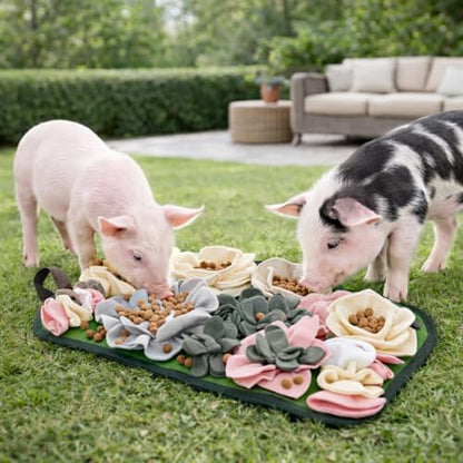HIHITE Pig Enrichment Toys, Mini Pig Foraging Mat, Snuffle Pad Bed Interactive Treat Mat Toy for Pet Pig and Farm Use - color: Gray
