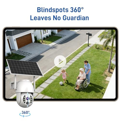 4G LTE 3K Security Cameras, Wireless Solar Powered Security Camera Outdoor, IP66, HD Color Night Vision, AI Triple Detection, 360° Auto Tracking, Smart Cameras for Home Securitym, No WiFi Required