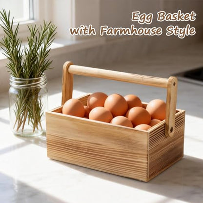 Egg Basket,Wooden Egg Basket for Gathering Fresh Eggs,Chicken Egg Collecting Basket,Fresh Egg Storage Countertop Farmhouse Kitchen Decor