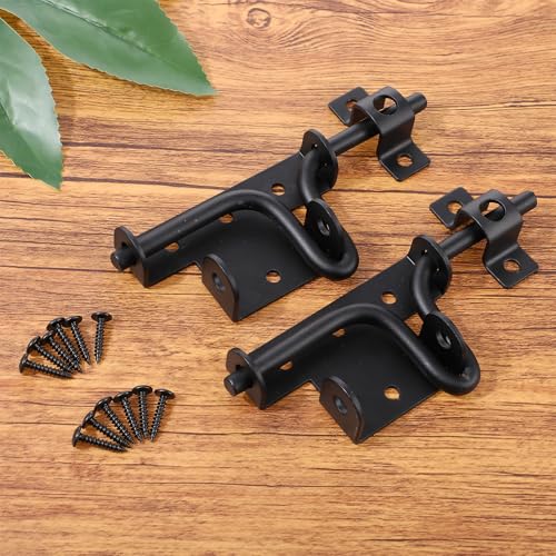 3-Pack Heavy Duty Slide Bolt Gate Latches with Padlock Hole – Rustproof Iron Sliding Locks for Wooden Fence, Shed Door, Barn & Outdoor Gates (Black, 6.4” x 2.3”)