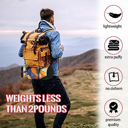 Outdoor Puffy Camping Blanket, Lightweight Down Alternative Puffy Printed Camping Large Ultra Warm Hammock Top Quilt Waterproof Blanket for Traveling Picnic Beach Party Cold Weather (Peak) - color: Peak