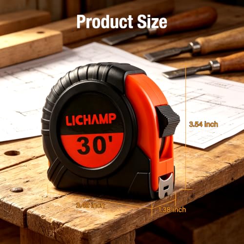 LICHAMP Tape Measure 30-Foot, 4 Pack Bulk Easy Read Measuring Tape Retractable Metric/Fractional, Measurement Tapes 29.5FT/9M by 1-Inch