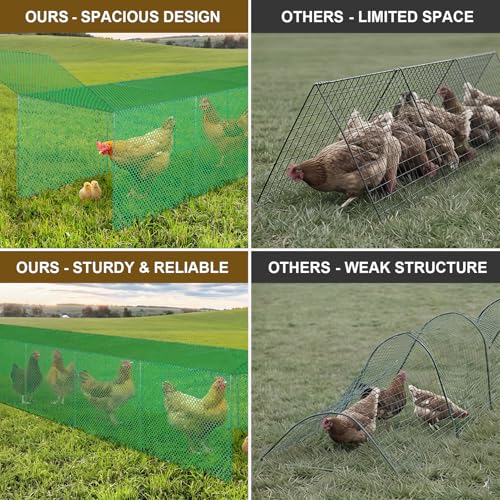 Chicken Tunnel for Outside, 10FT 3 in 1 Metal Chicken Coop and Runs, Foldable Pull-Form Design Chicken Tunnels Runs, Poultry Pen Enclosure for Backyard Farm Yard
