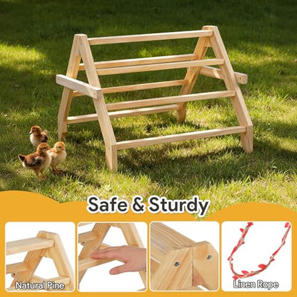 17" Extra Long Chicken Perch, 3-in-1 Chicken Roosting Bars with Swing, Natural Pine Wood Chicken Roost, Chicken Coop Accessory for Hens, Chicks, Parrots & Other Birds