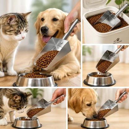 304 Stainless Steel Ice Scoop, Heavy Duty Large Metal Flour Scoop 6-inch Wide High-Capacity for Flour Livestock Poultry Pet Food and Bird Seed Comfortable Grip Handle Easy to Clean (50OZ) - size: 50OZ