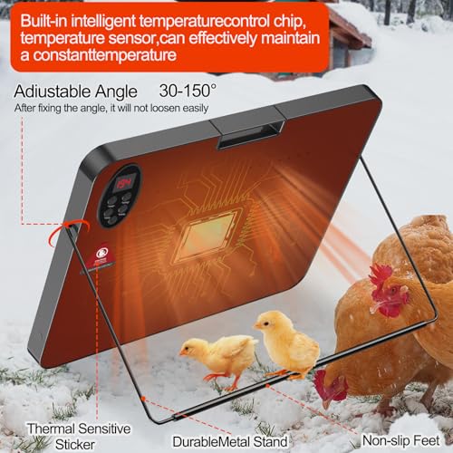 Chicken Coop Heater for Winter,Radiant Heat Panel with Overheating Protection,200W Chicken Heater with Remote Control Timing Function & Adjustable Temp,Large Heat Warmer for Chicken Kitten Puppy Pet