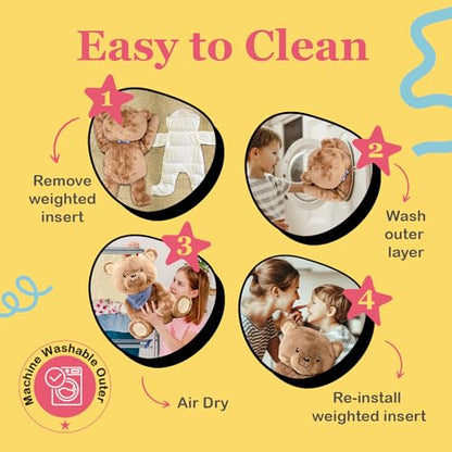 Lilly's Love Weighted Stuffed Animals for Adults & Kids — 5lb Calming Bear Plush for Anxiety, ADHD & Sensory | Machine Washable Weighted Stuffed Animal w/Removable Insert | Benji The Bear - color: Bear