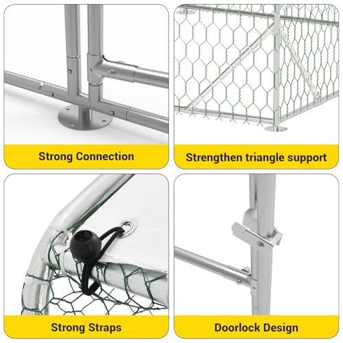 Large Metal Chicken Coop, Chicken Runs for Yard with Cover, Large Chicken Run with Double Door and Upgrade Tri-Supporting, Walk in Chicken Coop for Outdoor Farm Yard (9.8'L x 13.1'W x 6.6'H) - size: 9.8'L x 13.1'W x 6.6'H