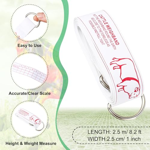 Konohan Cattle Measuring Tape for Height and Weight Multifunctional Cattle Weight Tape Portable PVC Weight Measure for Cows, 8.2 Feet Long - style: Cattle
