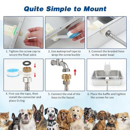 BWOGUE 3 Gal Automatic Dog Water Dispenser for Large Dogs Stainless Steel Outdoor Water Bowl Large Breed Self Filling Dog Waterer Feeder for Dogs Cat Chicken Livestock - size: 3 Gal