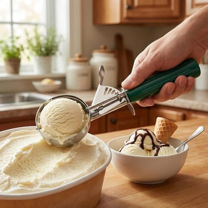 TOPKITCHEN Commercial-Grade Ice Cream Scoop 2.66 oz, 18/8 Stainless Steel Cookie Scoop with Plastic Handle, Portion Control Disher Scoop for Bakeries,Restaurants & Dessert Shops, #12, Green - size: 2.66 oz - Green