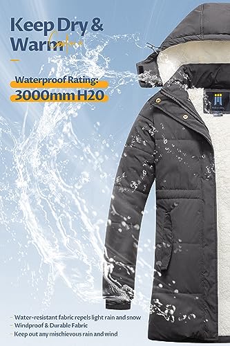 CREATMO US Women's Thicken Sherpa Winter Coat Puffy Warm Snow Jacket With Removable Hood - color: Dark Grey, size: 3X-Large